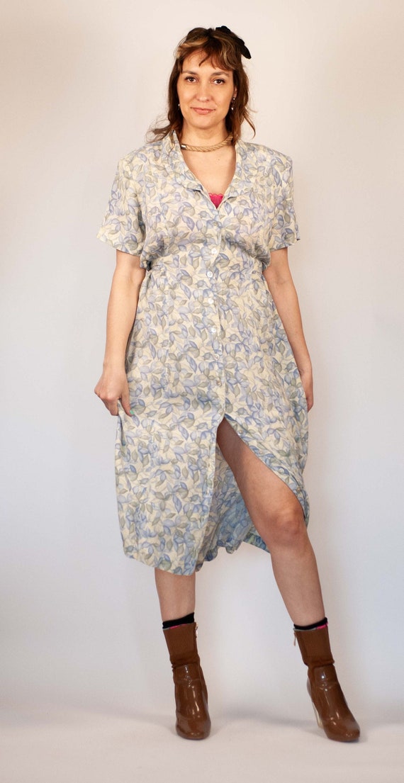 Vintage 1990s Floral Grunge Dress Mother of Pearl… - image 1