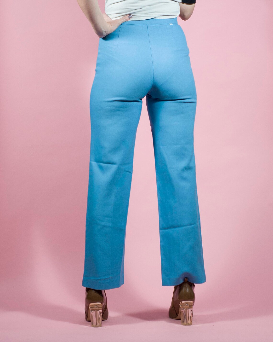 Vintage Polyester Pants Levis Baby Blue Bell Bottom High Waist | Etsy