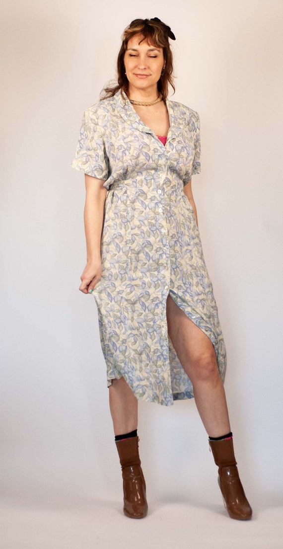 Vintage 1990s Floral Grunge Dress Mother of Pearl… - image 3