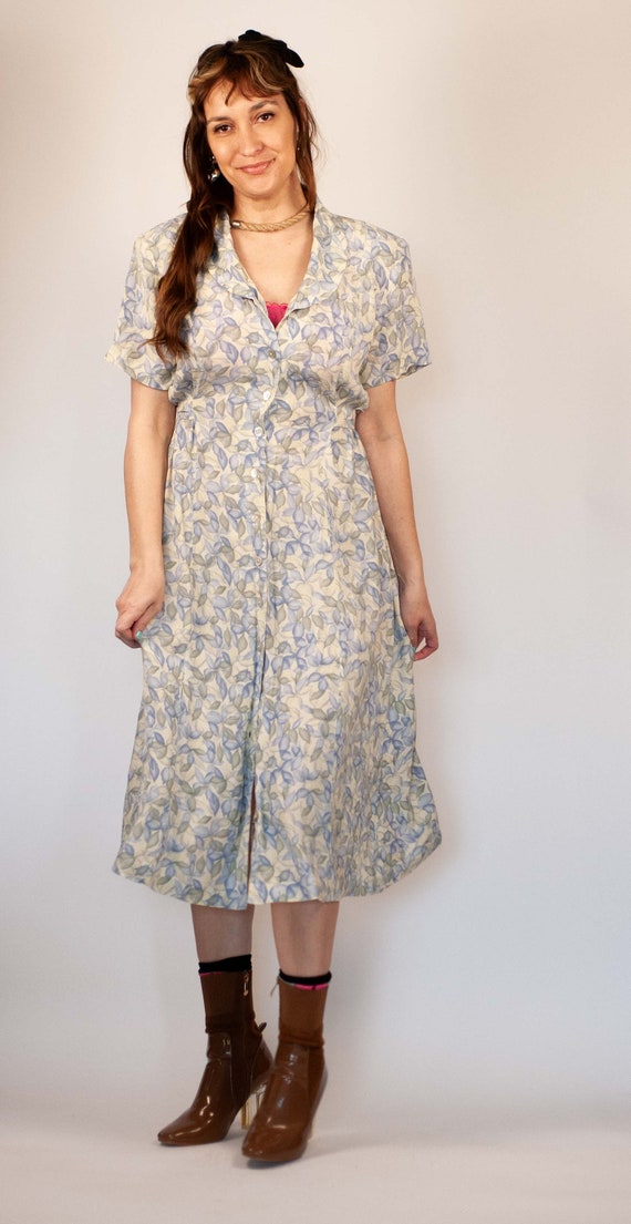 Vintage 1990s Floral Grunge Dress Mother of Pearl… - image 6