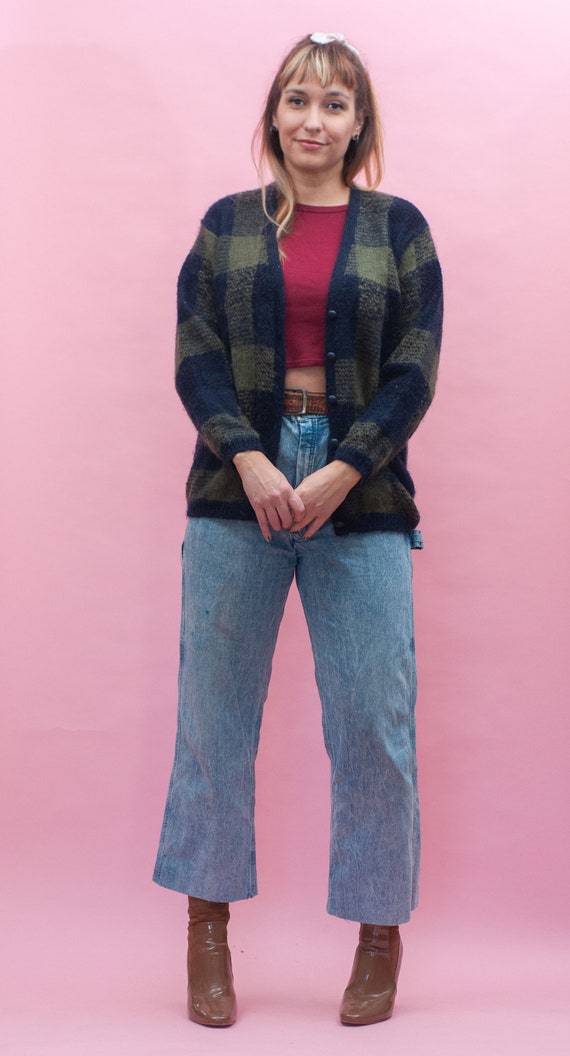 1990 Vintage Mohair Cardigan Sweater Fuzzy Grunge… - image 3