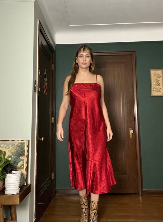 Vintage scarlet red slip dress