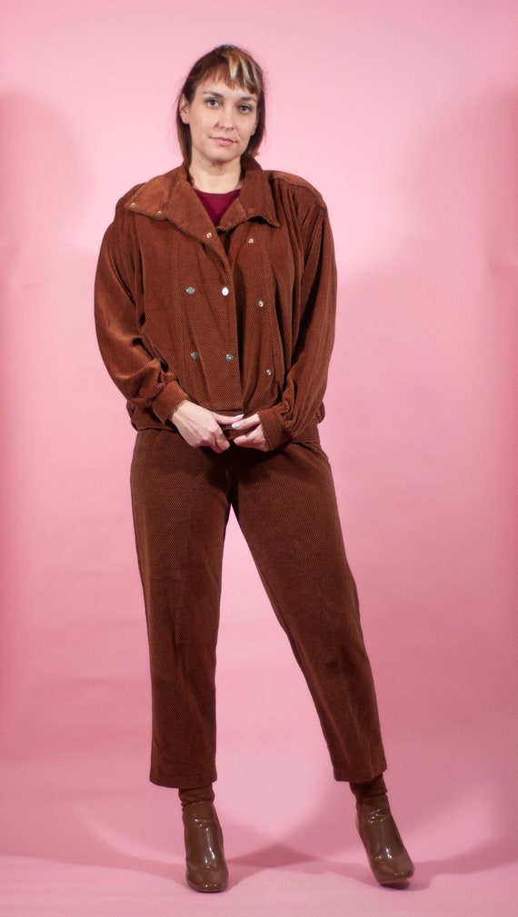 1980 Velour Chocolate Brown Two Piece Suit Velour 