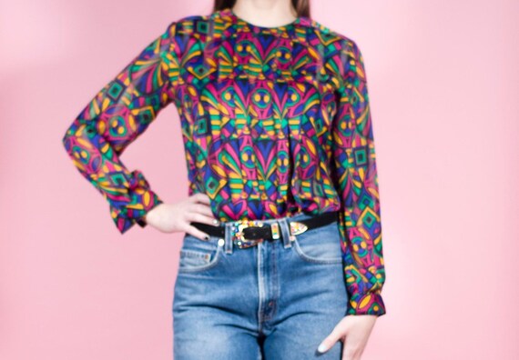Silk Kaleidoscope Art Deco Psychedelic Blouse