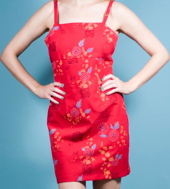 oriental print mini dress