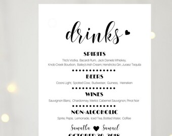 illustrated drink menu wedding drink menus