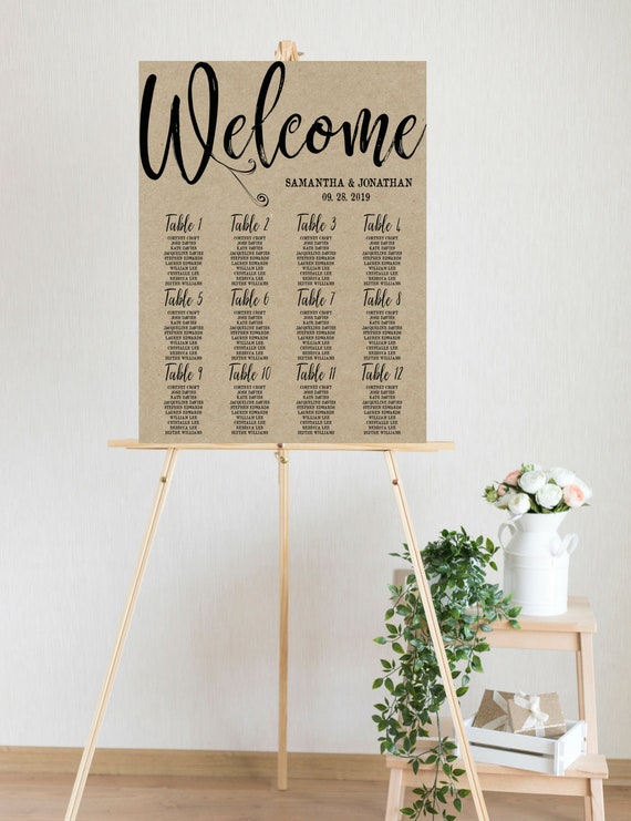 Rustic Wedding Seating Chart Editable Pdf Template Kraft Etsy