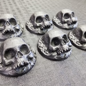 Set of 6 Skull  Rosettes (resin) - Perfect for Halloween and Haunted House Decor