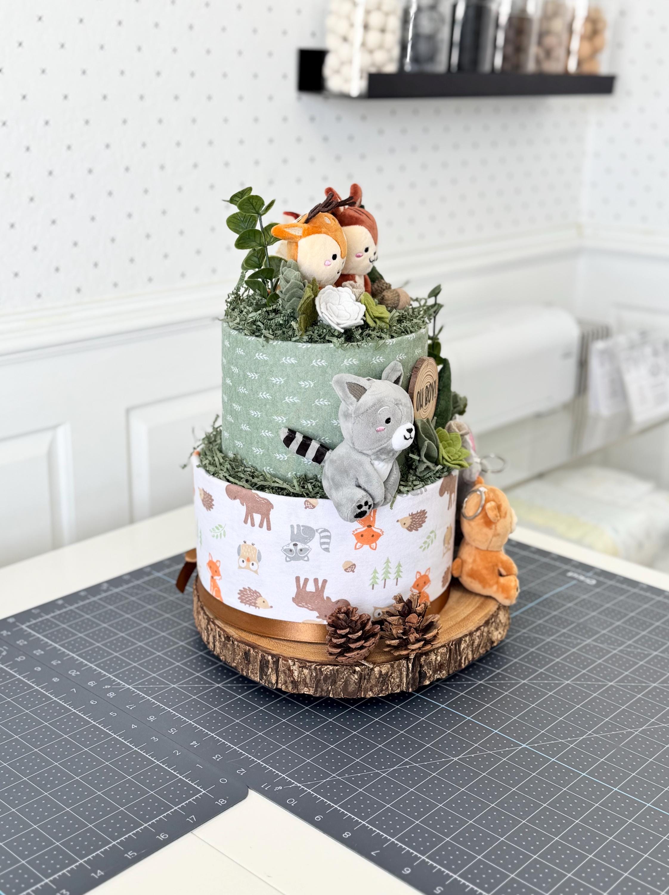 Woodland Diaper Cake, Forest Animal Baby Shower Centerpiece, Gender ...