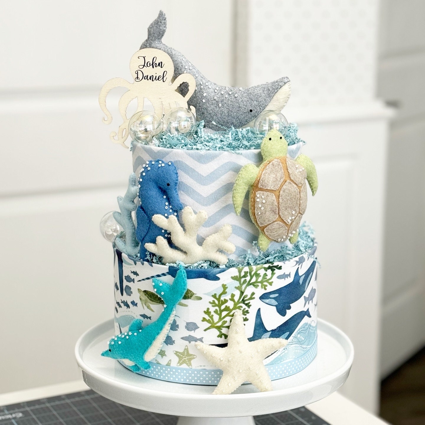 Navy Sailor Diaper Cake Nautical Baby Shower Diaper Cake