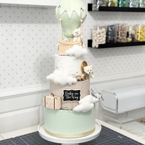 Large Gender Neutral Hot Air Balloon Airplane Flight Travel Adventure Diaper Cake - Baby Shower, Birthday, Baby Sprinkle Gift / Centerpiece