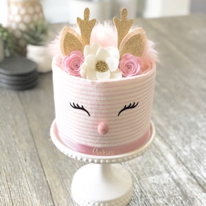 Pink Baby Girl Woodland Deer Mini Diaper Cake Baby Shower Baby Sprinkle Birthday Gift