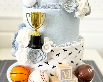 Diaper Cake Baseball Baby Shower Centerpieces Large 