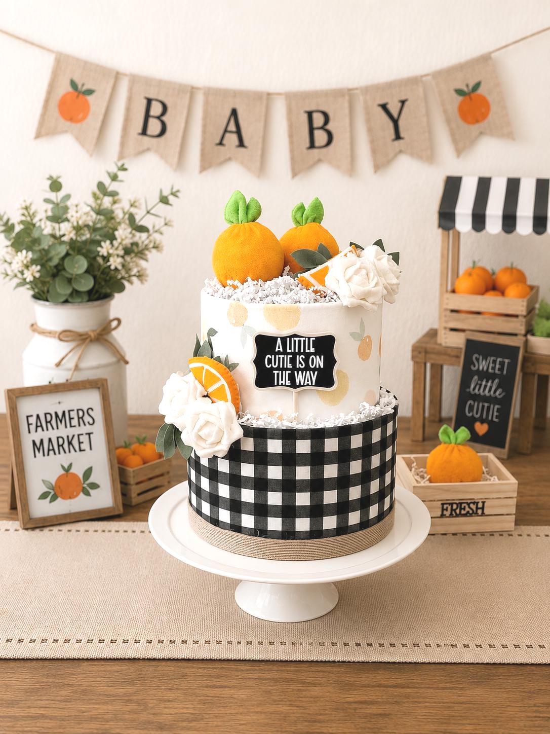 Little Cutie Diaper Cake, Washcloth Orange Baby Shower Gift - Etsy