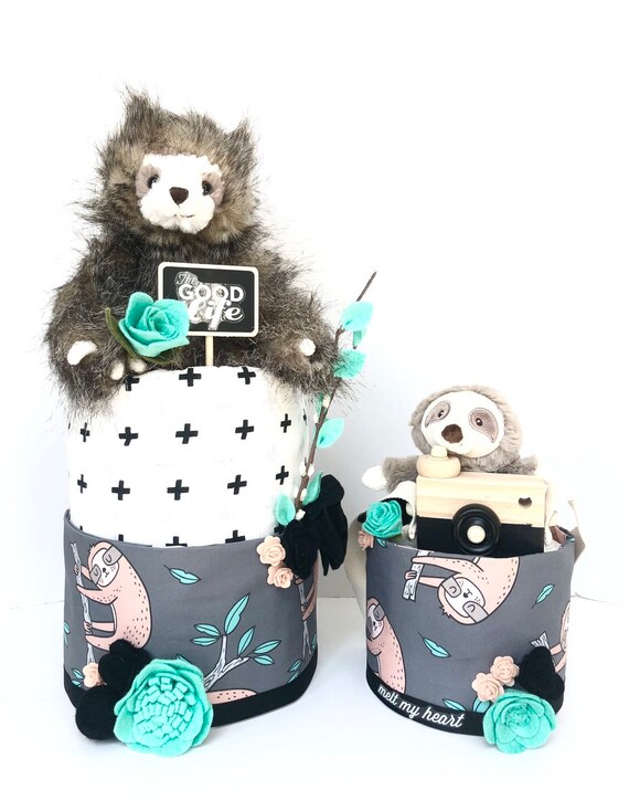 sloth diaper cake
