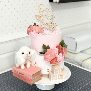 Medium Storybook &quot;Once Upon a Baby&quot; Themed Diaper Cake Baby Shower Gift / Centerpiece