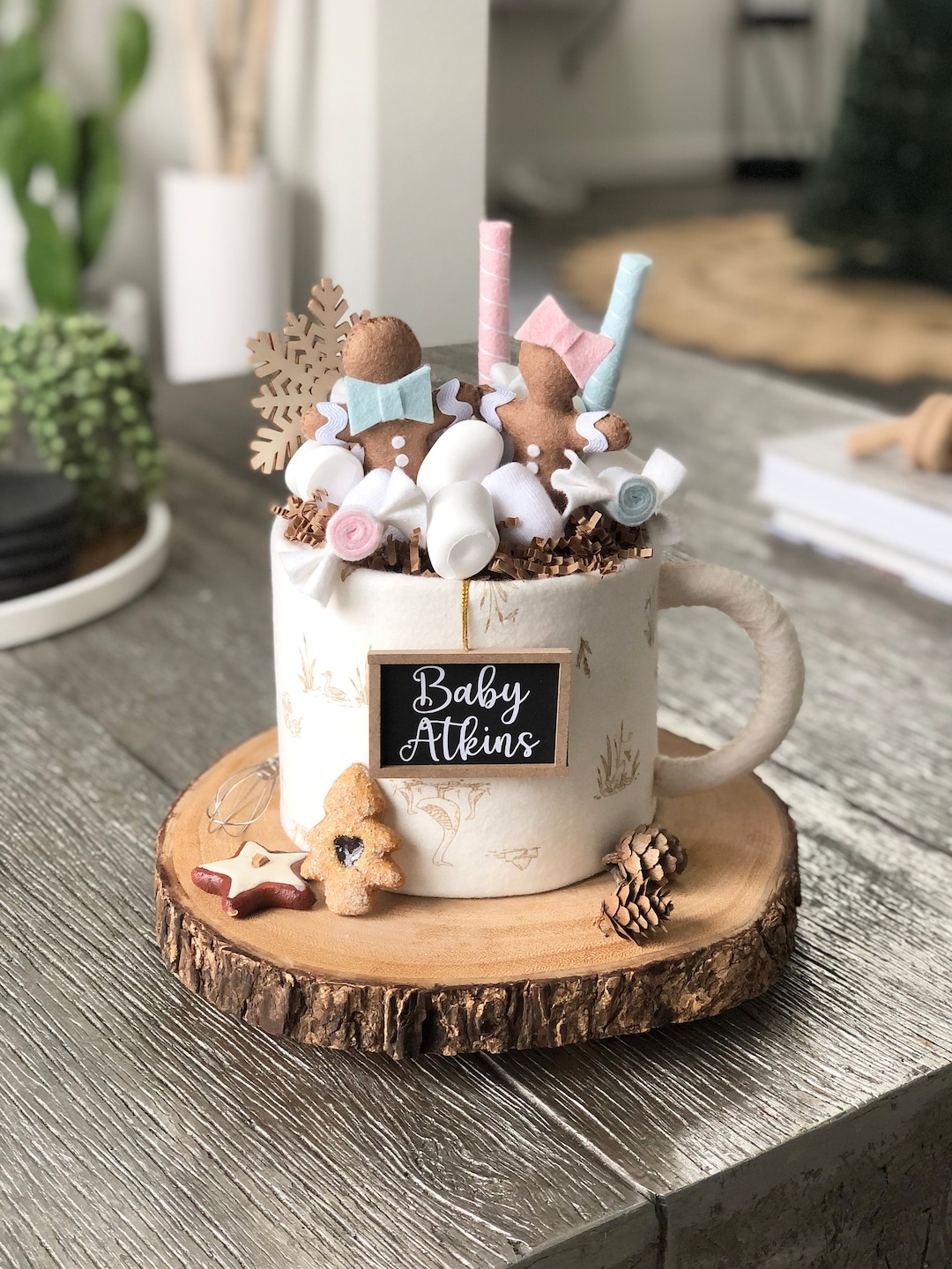 Mini Gingerbread, Marshmallows + Hot Chocolate Diaper Cake - Baby