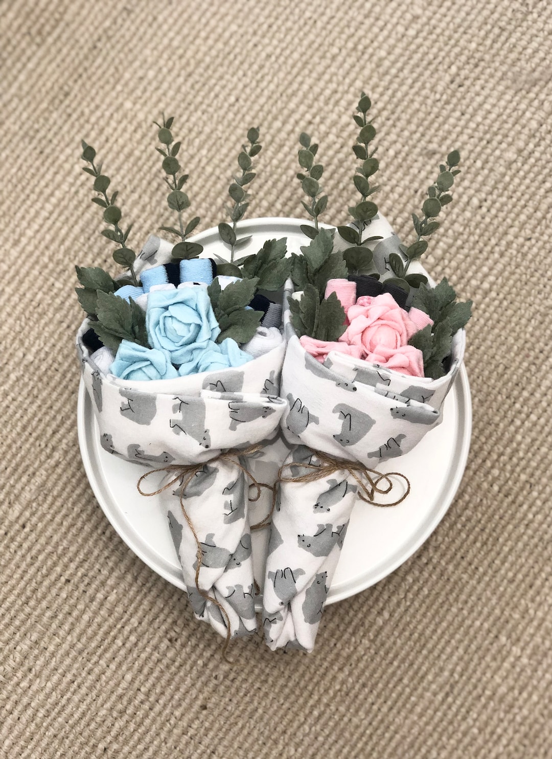  Pink and Blue (boy or Girl?) Gender Reveal or Twins Sock Flower Bouquet ...