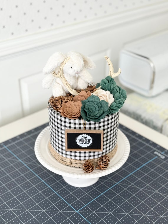 Mini Gender-neutral Woodland Deer Antlers Diaper Cake Baby
