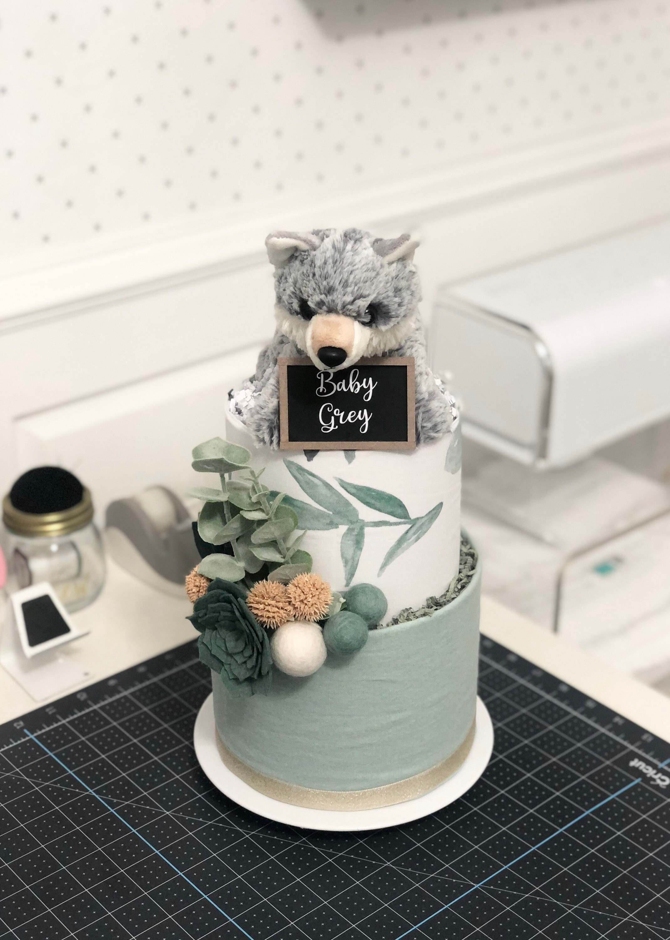 Small Succulents and Greenery Gray Wolf Husky Themed Small Diaper