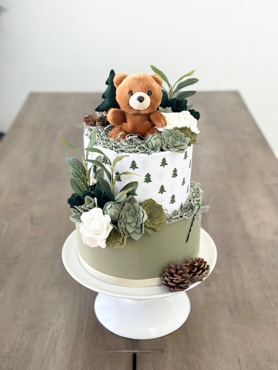 Camping Bear Cake Topper - Brown Glitter Woodland Theme Decor For Birthday Party Or Baby Shower - View #4