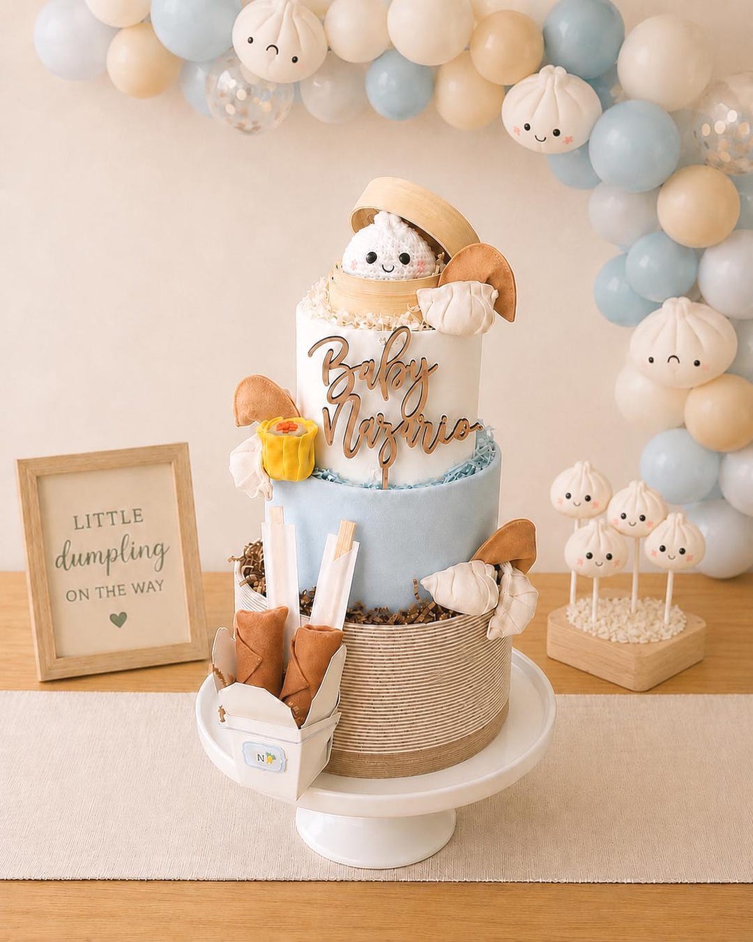 Little Dumpling Diaper Cake, Baby Shower Gift, Pink or Blue