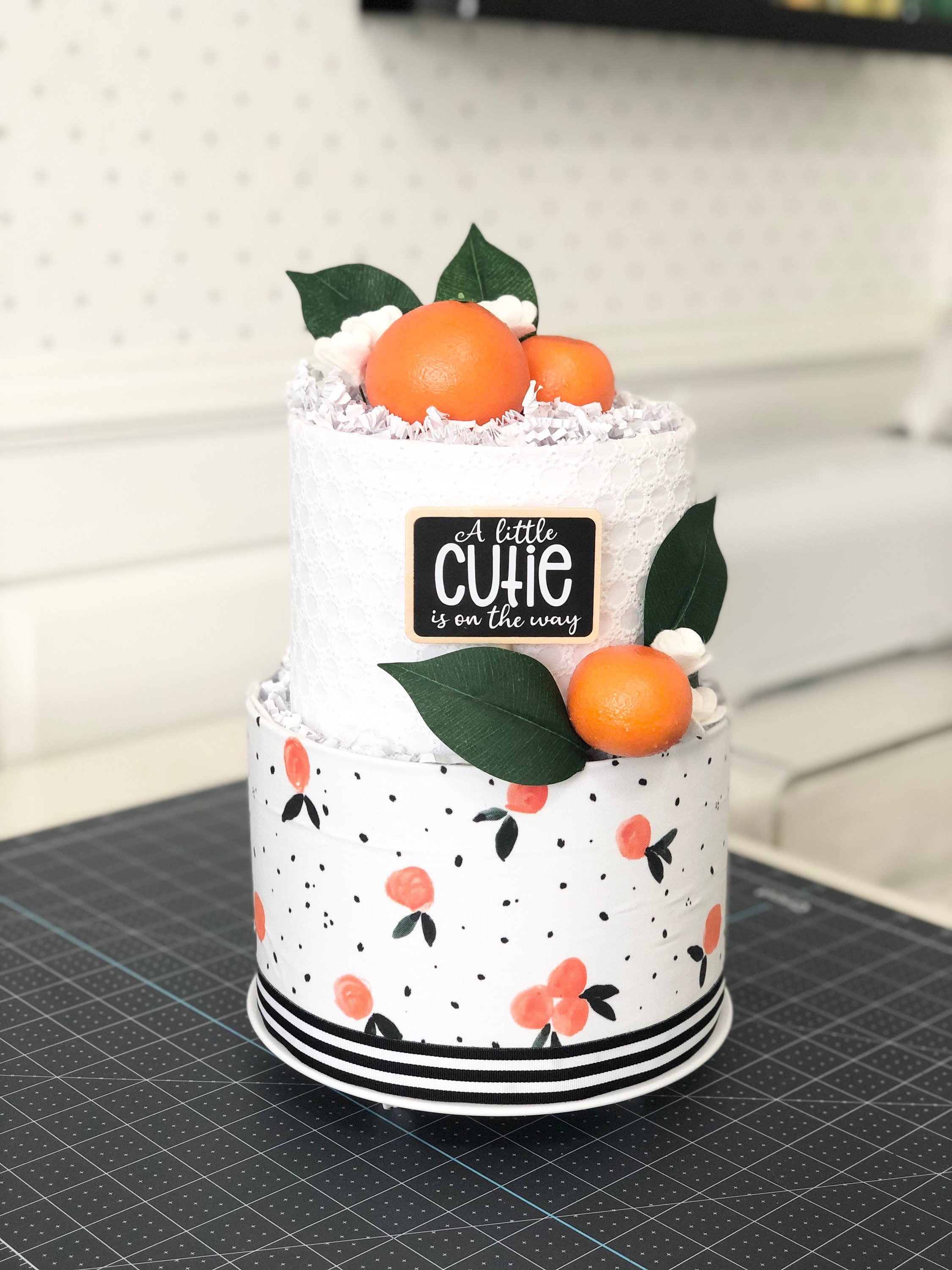Small Gender Neutral A Little Cutie Is On The Way Diaper Cake Birthday Baby Shower Baby Sprinkle Gift Centerpiece