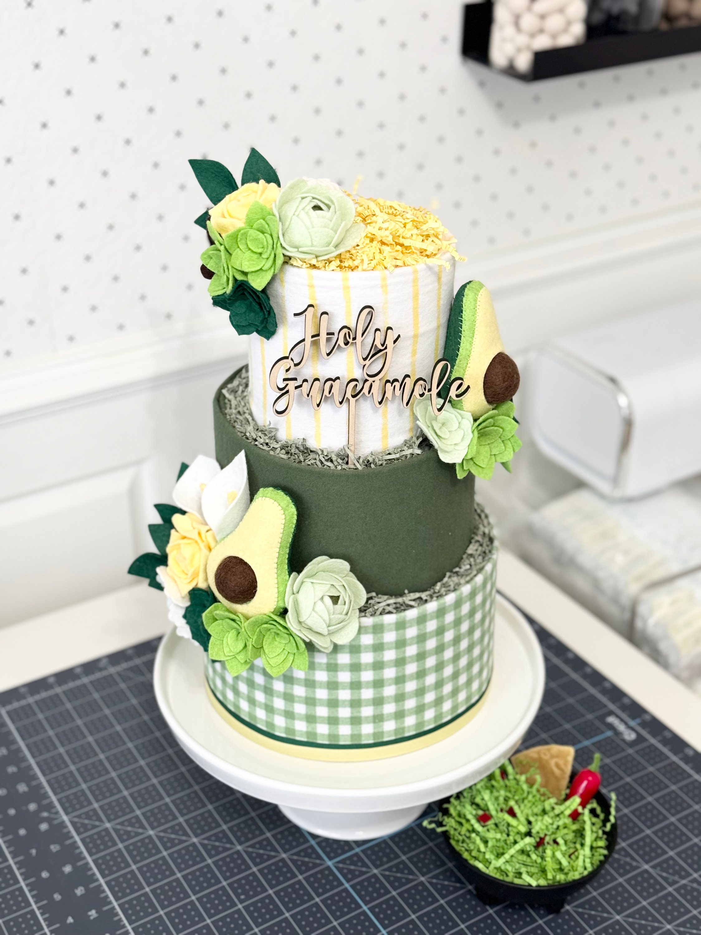 Large “holy Gaucamole” Avocado Diaper Cake Baby Shower Birthday