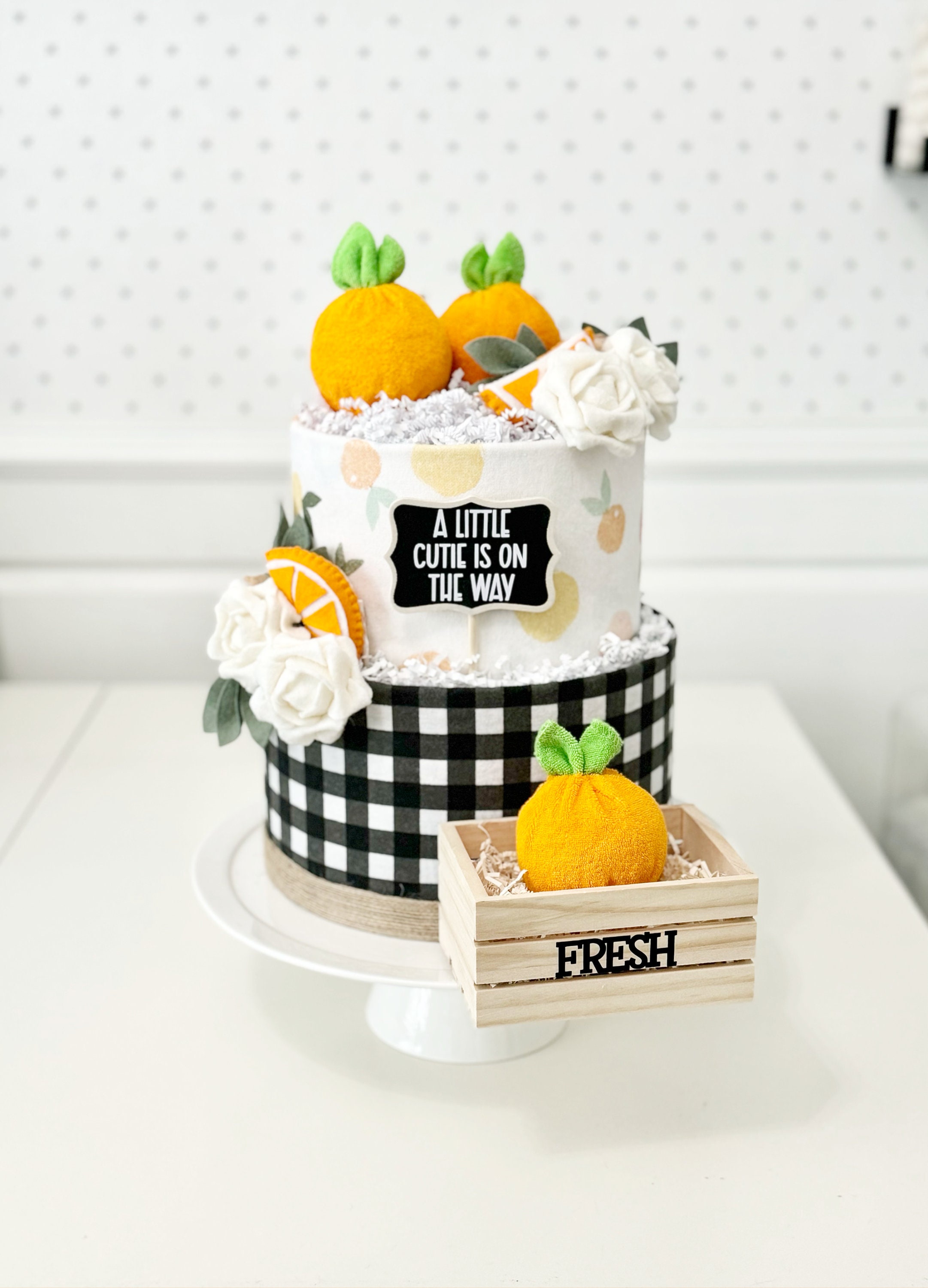 Medium Gender Neutral A Little Cutie Is On The Way Diaper Cake Birthday Baby Shower Baby Sprinkle Gift Centerpiece
