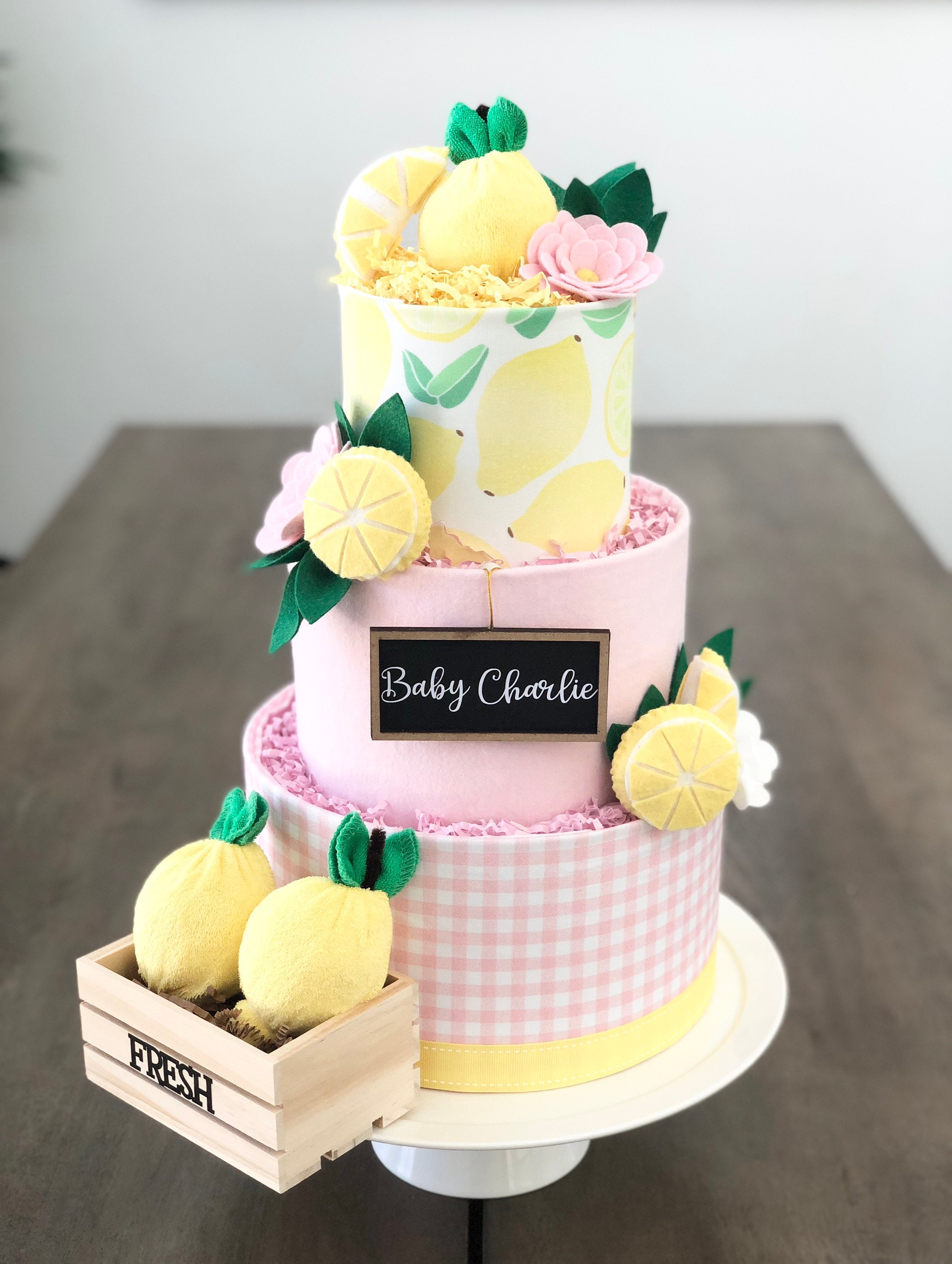 Lemon Theme Baby Shower Diaper Cake Decoration – Baby Blossom Company
