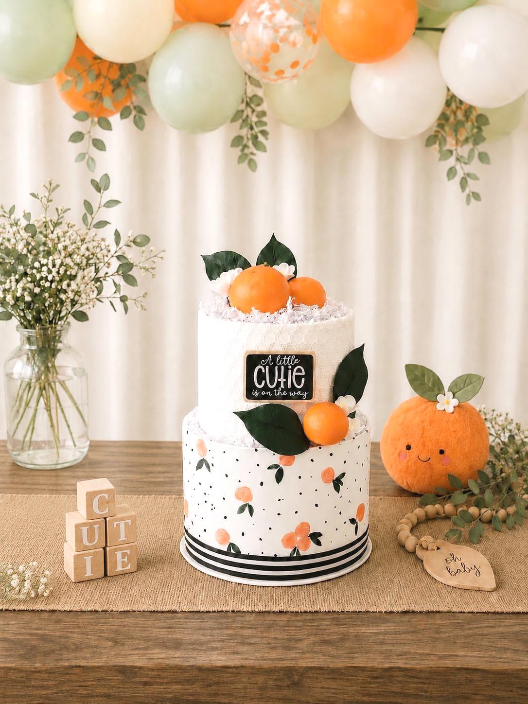 Little Cutie Diaper Cake, Fruit Baby Shower Centerpiece, Gender