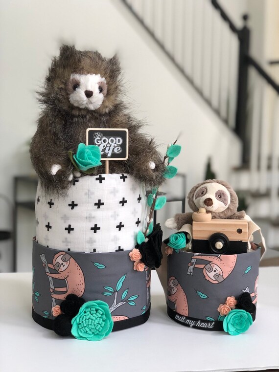 sloth diaper cake