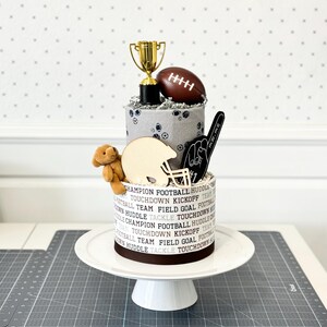 Small Football Sports Themed Small Diaper Cake / Birthday Baby Shower Baby Sprinkle Gift / Centerpiece