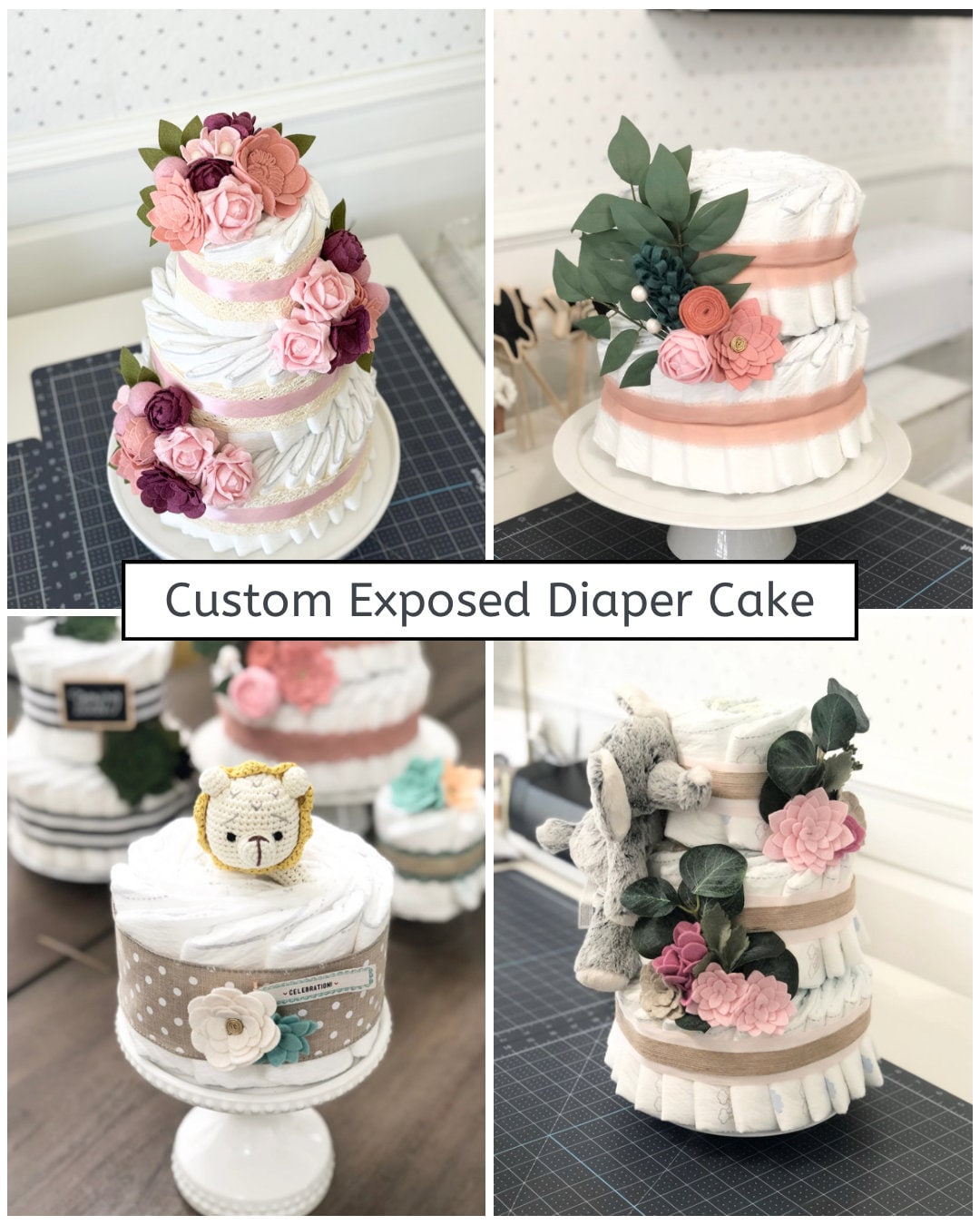 Custom Exposed Diaper Cake (ANY THEME- You Pick) Baby Shower