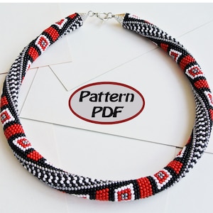 Modello all&#39;uncinetto con perline &quot;Avangard&quot;, modello tutorial in PDF, corda all&#39;uncinetto, collana o braccialetto con motivo a corda all&#39;uncinetto con perline - Solo modello