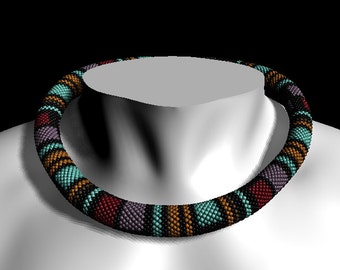 Patroon voor gehaakte ketting met kralen "Toermalijn" - Gehaakt touwpatroon met kralen - Gehaakt patroon met kralen - Patroon met kralenketting - Alleen patroon