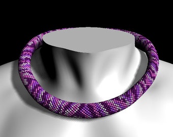 Bead crochet pattern "Purple blues ", PDF JBB tutorial, Bead Necklace Pattern, Crochet Rope Pattern, Instant Download pattern - Pattern Only