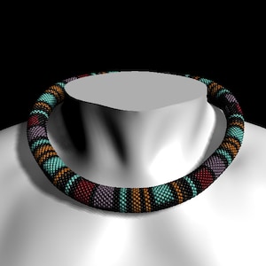 Pattern for bead crochet necklace &quot;Tourmaline&quot; - Bead crochet rope pattern - Bead crochet pattern - Beaded necklace pattern - Pattern Only