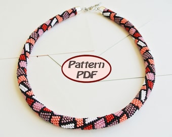 Bead crochet pattern "Secret combination", Bead crochet rope pattern necklace or bracelet - Crochet necklace - PDF - Pattern Only