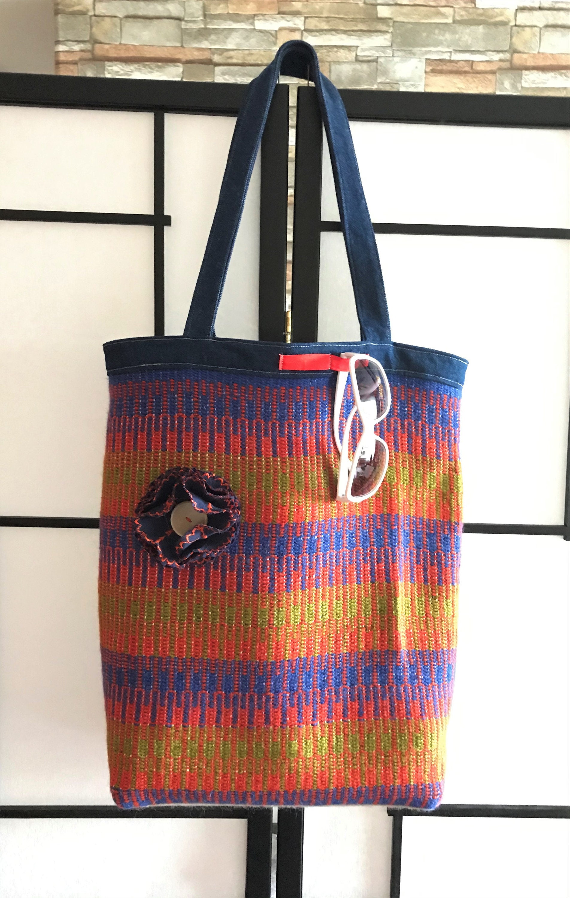 Woven Tote Bag Woven Beach Bag Woven Shoulder bag or Sac a Etsy