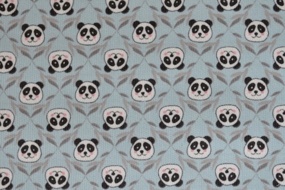 Feincord bedruckt Pandabären Hilco Corduroy Panda jersey knit fabric cord Kord Bären Pandabär Tiere türkis grau rose Pandakopf