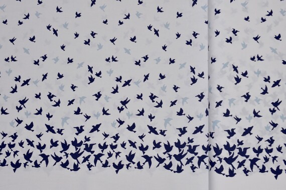fabric Stoff Baumwolle Popeline Bordüre Blue Bird Border jersey knit fabric LIJO