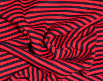 Stoff Bündchen Streifen rot/marine0,30 m jersey knit fabric