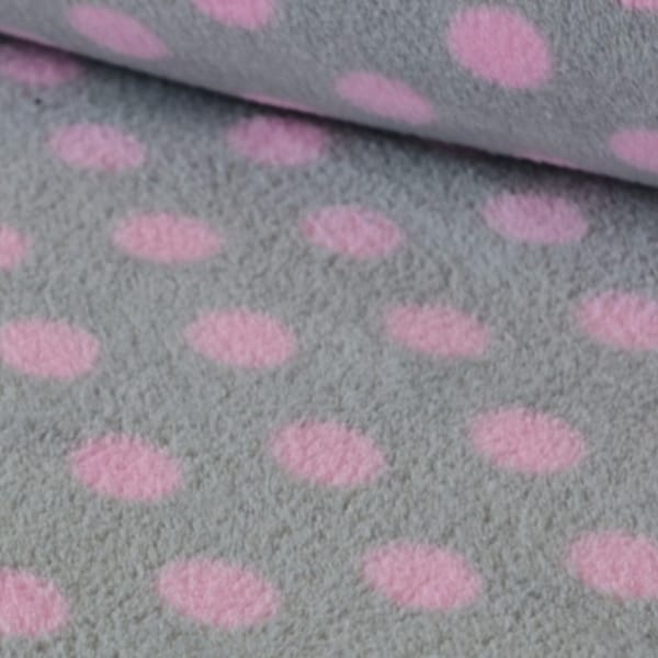 fabric Fleece mit Punkten rosa/grau, antipilling jersey knit fabric LIJO