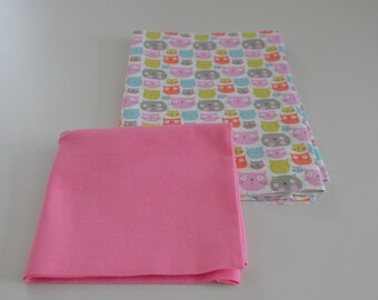 Fabric pack Jersey Cats Hilco 0.5 & 0.25 m cuffs uni in white or pink or coral or grey