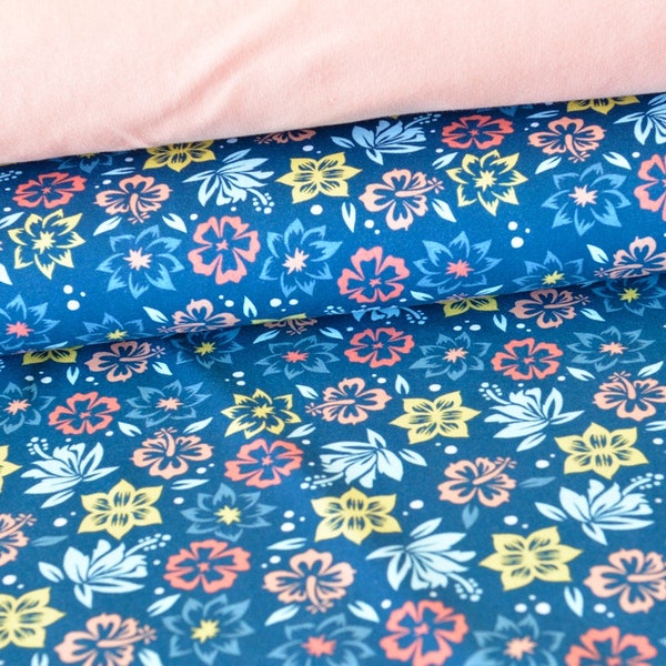 Fabric fabric package Jersey flowers colorful + sweat uni 0.8 jersey knit fabric LIJO