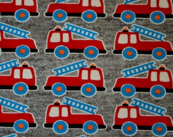 Swefabric Hilco Firetruck fire engine monster truck jersey knit fabric LIJO