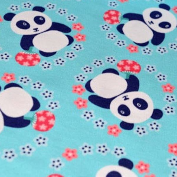 Sweat Panda Love Flowers Hilco turquoise marine jersey knit fabric lot jersey knit fabric