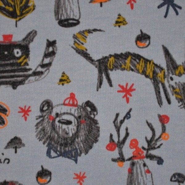 Sweat Fabric Forest Party Poppy Wallstory forest Party Animals LIJO Owls Mushrooms Bear Moose Christmas Stars Fox fabric knitted sewing