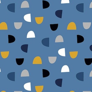 fabric fabric jersey dots bleu mustard yellow ochre blue origami fabrics kids jersey knit fabric Lijo LIJO